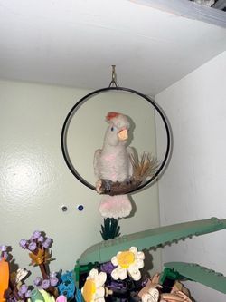 Decorative Cockatoo Bird Figurine on Ring Perch