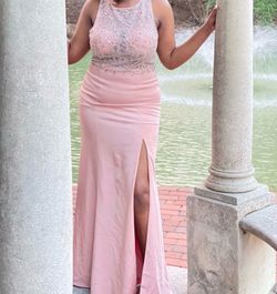 Pink Beaded Bodice Formal Gown