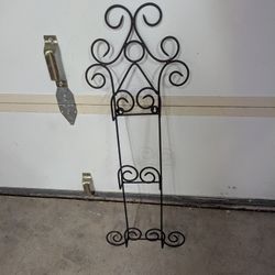 Vintage Hanging Black Metal 3-Plate Rack