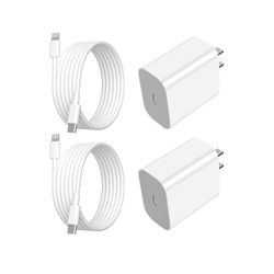 🤍 $12 Brand New In Box 2Pack Type C Fast Charging Block with 6FT USB C to Lightning Cable