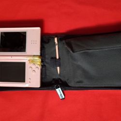 Nintendo DS Pink Handheld Console Original Authentic Tested Working  With Black Carrying Case Retro Gaming