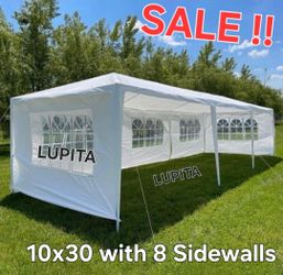 Party Tent 10x30 Outdoor Gazebo Canopy with 8 Removable Sidewalls, Waterproof Wedding, Patio, - UV Protection for Events & Gatherings