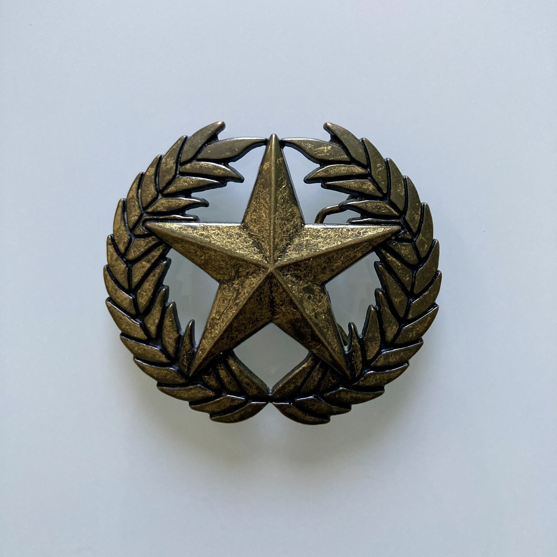 Belt Buckle: Silver Star - The Original Not the Imitator Star & Laurel Wreath