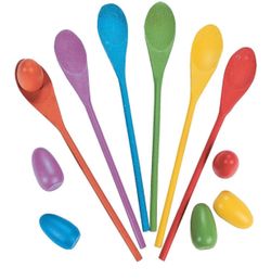 Colorful Wooden Egg and Spoon Race Set