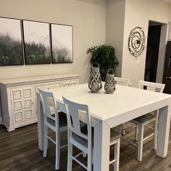 Counter Height Dining Table + 8 Chairs