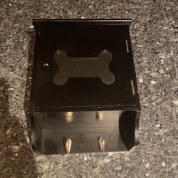 Wooden dog storage box you can put dog treats in it or different items you can put a picture in the front and two hooks to hang a leash collar etc.