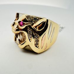 14k Gold & CZ Panther Ring