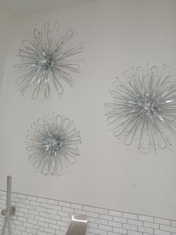 decor silver flowers for wall