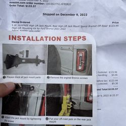 High Lift Jack Mount Ford Bronco 21-22