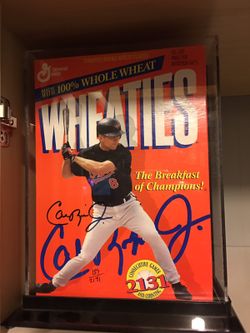 Autographed cal Ripken jr wheaties cereal box