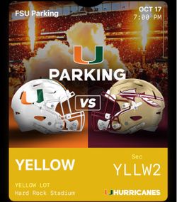 UM vs FSU - Yellow Parking Lot Pass