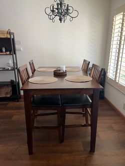 Brown Tall Table Set for 4 People