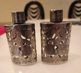 Vintage silver overlay perfume bottles