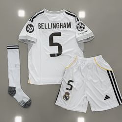 Bellingham youth soccer jersey real madrid home kit 2025
