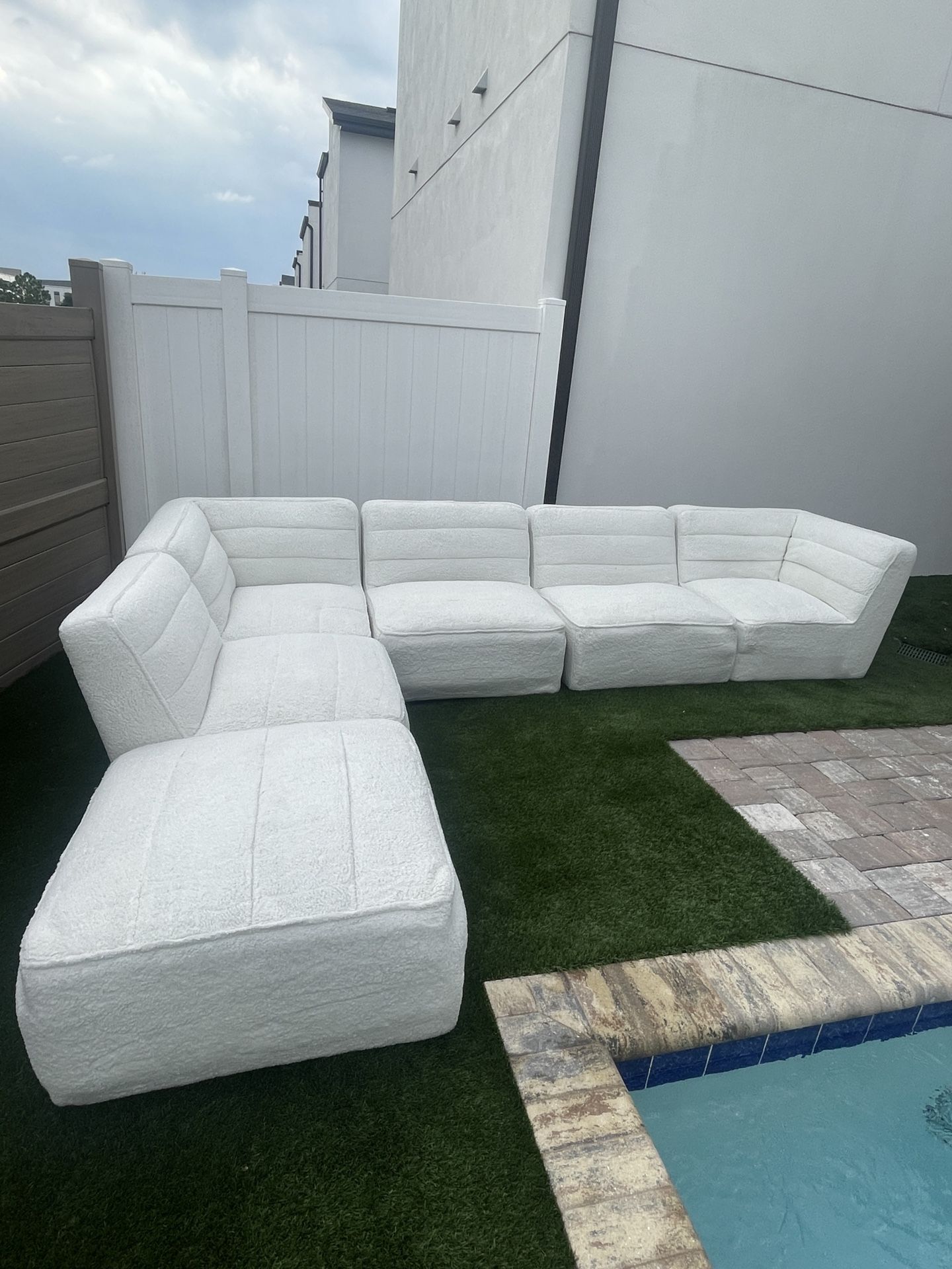 modular White Boucle Sectional