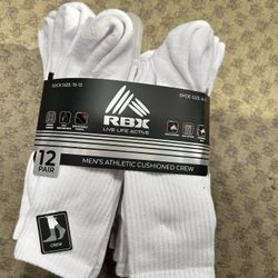 NWT RBX athletic men’s cushioned crew socks 12 pairs
