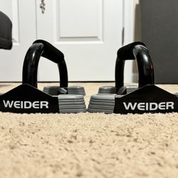 Weider Push-Up Hand Bars Set of Two Padded Grips Black Workout Fitness Exercise