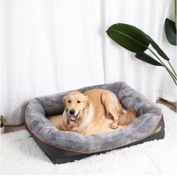 XLarge Memory Foam Dog Bed, Orthopedic Dog Bed & Sofa with Removable Washable Cover and Squeaker Toy as Gift