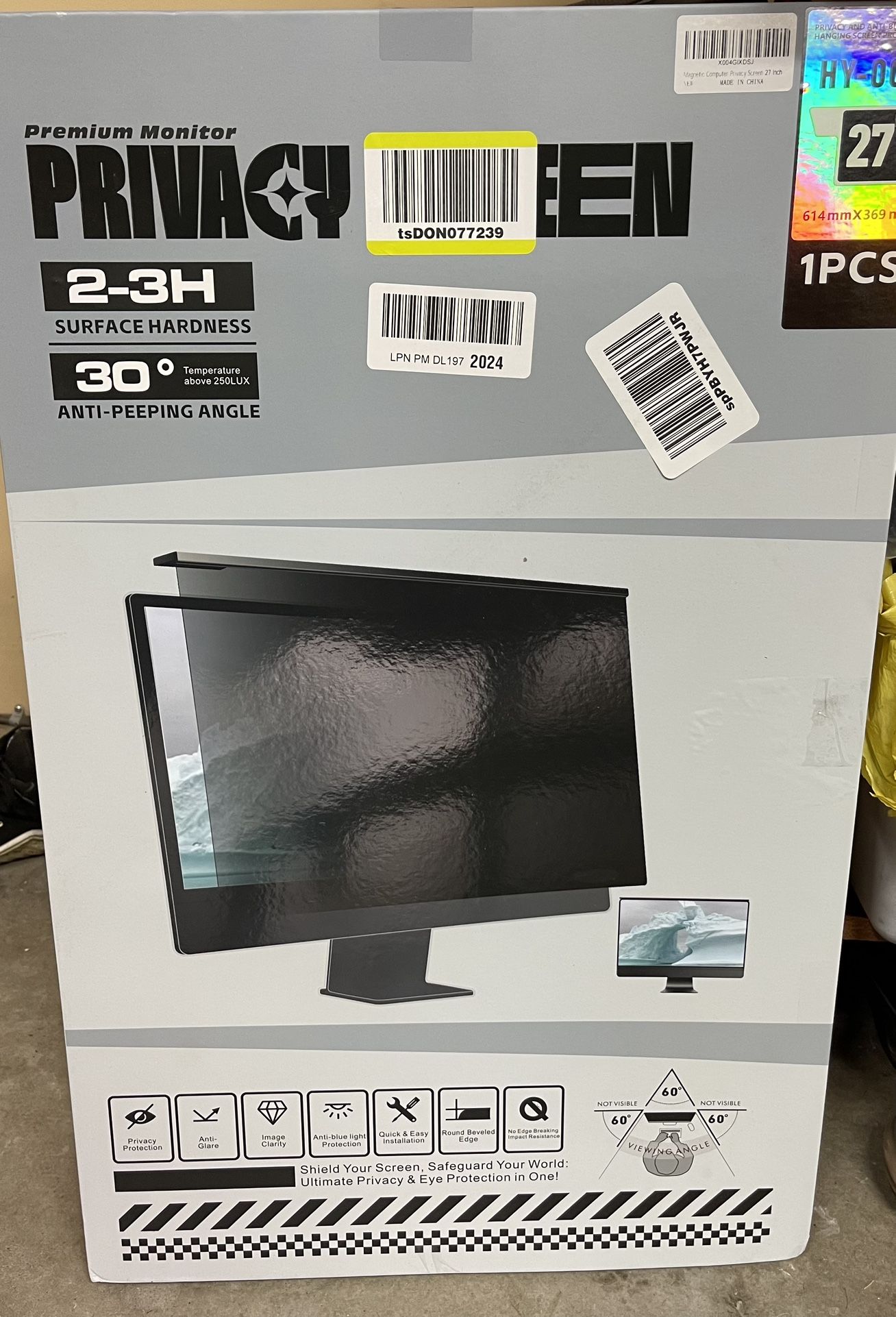Magnetic Computer Privacy Screen Filter 27 Inch for Frameless Monitor Thin Bezel 16:9 Widescreen
