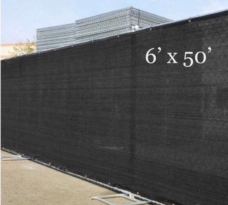 FENCE SCREEN 6'x50' Privacy SCREEN with ZIP TIES - BLACK