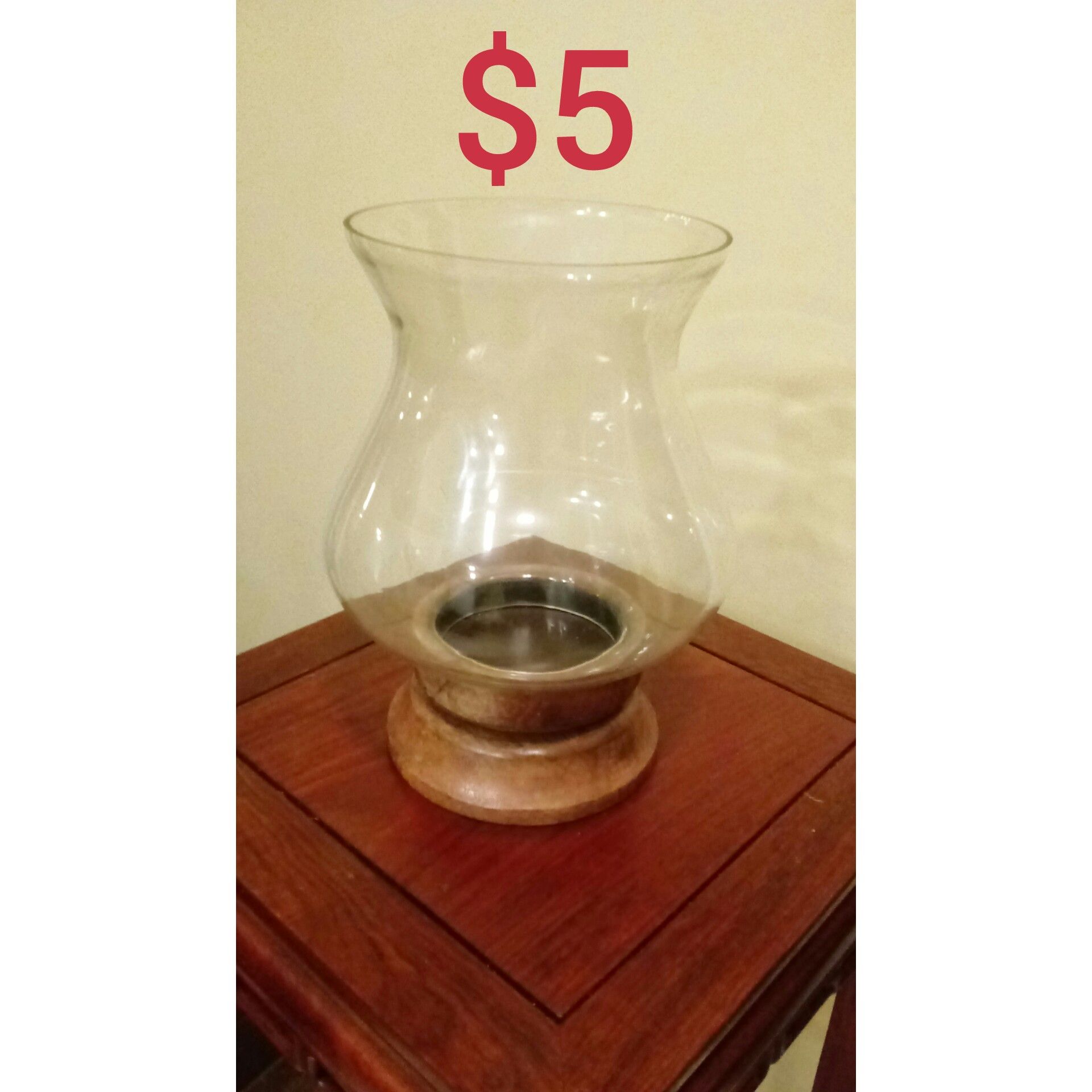 Ashland wood and glass candle holder.