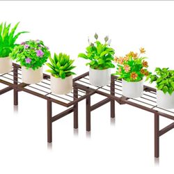2 Pack Metal Plant Stand Outdoor Indoor, 1 Tier Folding Tiered Flower Plant Shelf, Heavy Duty Ladder Multiple Pot Display Plant Rack for Patio Garden 