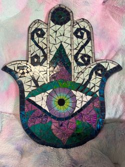 Mosaic hamsa evil eye wall art