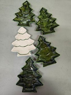 Christmas Tree Ceramic Trays Set of 6
