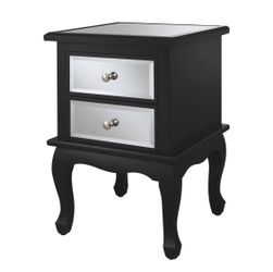 New in Box Wooden Black Mirrored End Table/Night Stand