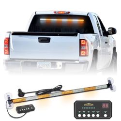 35 inch Traffic Advisor Light Bar 144 LED Amber White Emergency Warning Flashing Safety Interior Windshield strobe lights w/Directional Arrow for Cons