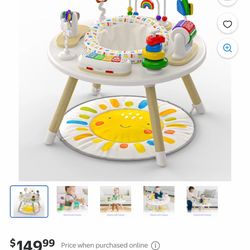 Move2Play 4-in-1 Baby Activity Center | Montessori-Inspired Design | 8 Interactive Toys | Tummy Time, Exersaucer, Jumper & Toddler Table | Baby Essent