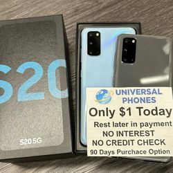 Samsung Galaxy S20 5G/S20 FE 5G 128gb   UNLOCKED  - NO CREDIT CHECK $1 DOWN PAYMENT OPTION  3 Months Warranty * 30 Days Return *