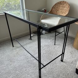 Black Iron & Glass Writing Desk