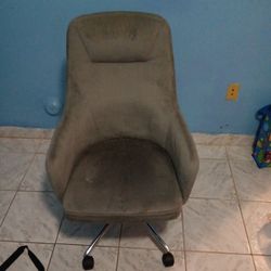 Grey Velvet Rolling Chair