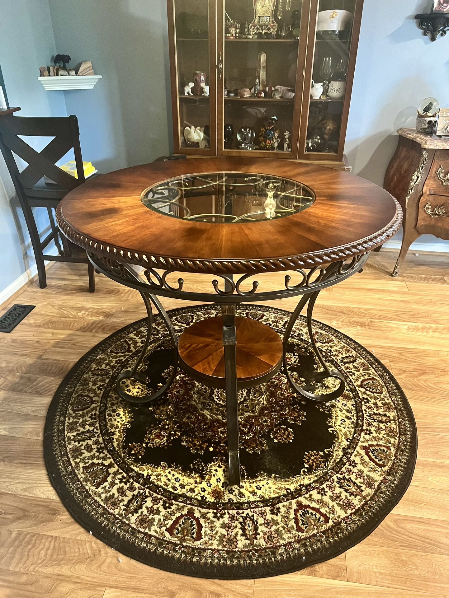 44in Wood and Metal, Round High Top Dining Table