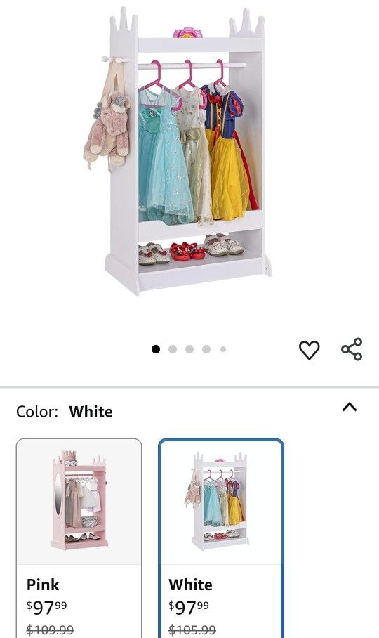 UTEX Kid’s See and Store Dress-up Center, Costume Closet for Kids, Open Hanging Armoire Closet, Pretend Storage Kids, Costume Dresser for Kids Bedroom