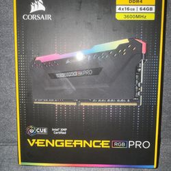 Corsair Vengeance RGB Pro 64 GB (4 x 16 GB) DDR4-3600 CL18 Memory 