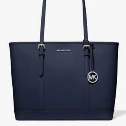 Michael Kors Jet Set Travel Women's Large Saffiano Leather Tote Bag - Navy...