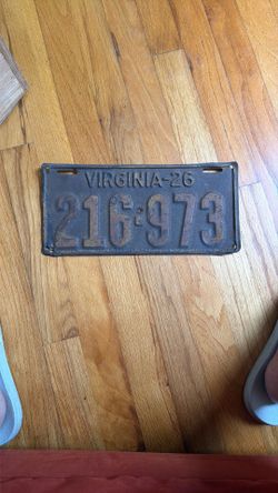 1926 VA License Plate