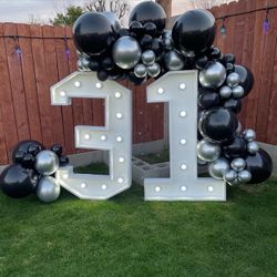 Wooden Numbers With Lights 