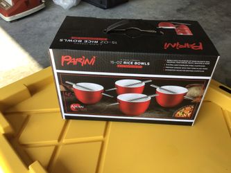 PARINI 4 Piece Rice Bowl Set With Stainless Steel  Chopsticks, Brand New, $10