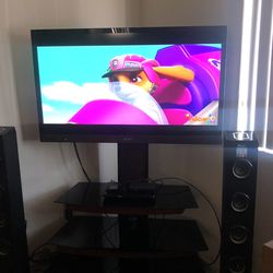 42in TV with Glass/Wood Stand