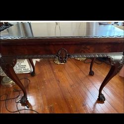 Antique  Wood Table “slider” With  6Chairs  Dining Room Table 