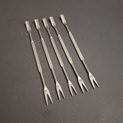 Lot Of 5 Stainless Steel Seafood Forks-Picks 6 7/8"L - LOOKS LIKE NEW 