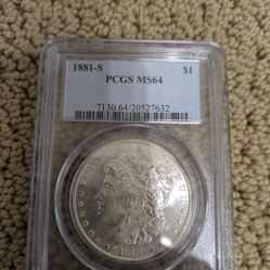 1881-S Morgan Silver Dollar $1 PCGS MS64