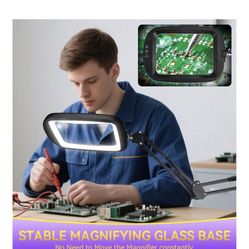 30X 10X Extra Large Floor Magnifying Glass with Light and Stand,7-inch Adjustable Height Floor Magnifying Lamp,2 in 1 Lighted Magnifiers for Close Wor