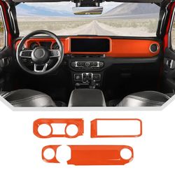 JeCar Orange Interior Dash Panel Trim Kit for 2024+ Jeep Wrangler JL / Gladiator JT – 4PCS