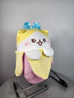 14" Fukuya Bananya Pink Folded Ear Cat Bow Plush