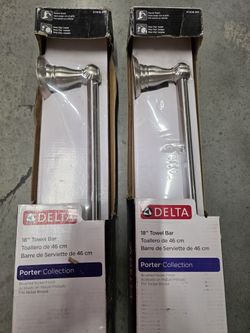 $28 for Both, Lot of (2) DELTA bathroom Towel Bar, Rack, Holders.