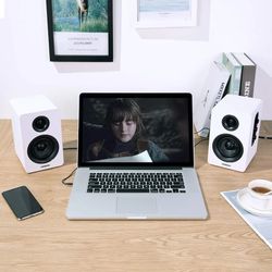 SW208 3" Active Bluetooth 5.0 Bookshelf Speakers – 60W Carbon Fiber Speaker Unit - Built-in 24bit DAC Dynamic 3D Surround Sound 2.0 Computer PC Monito